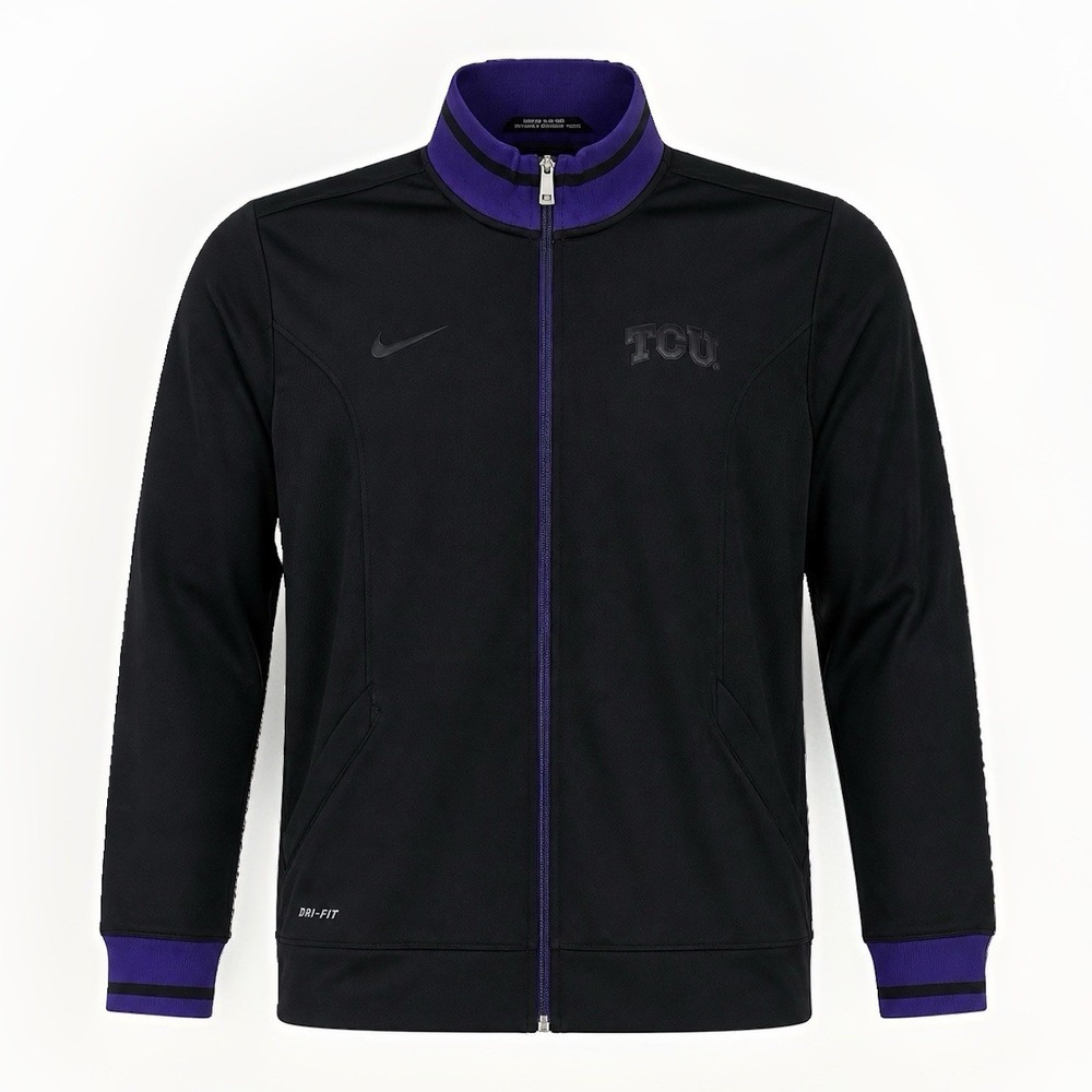 TCU Horned Frogs Nike Dri-Fit Full Zip Track Jacket Men's Medium Black On Black